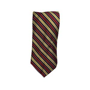 Brooks‎ Brothers Makers Silk Repp Necktie Gold Red Navy Blue Stripe Made In USA